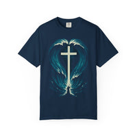 Cross in the Waves Christian Graphic T-Shirt — Faith-Inspired Spiritual Apparel Tee