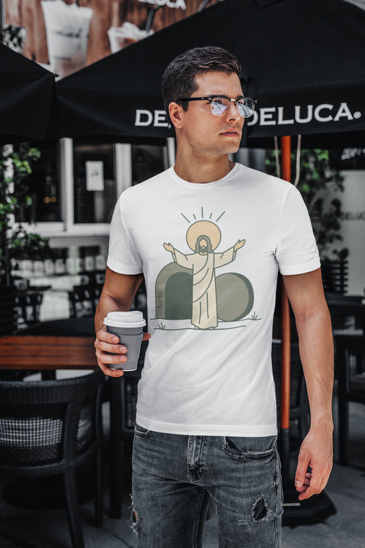 Minimalist Resurrection of Christ Illustration T-Shirt – He Is Risen Design