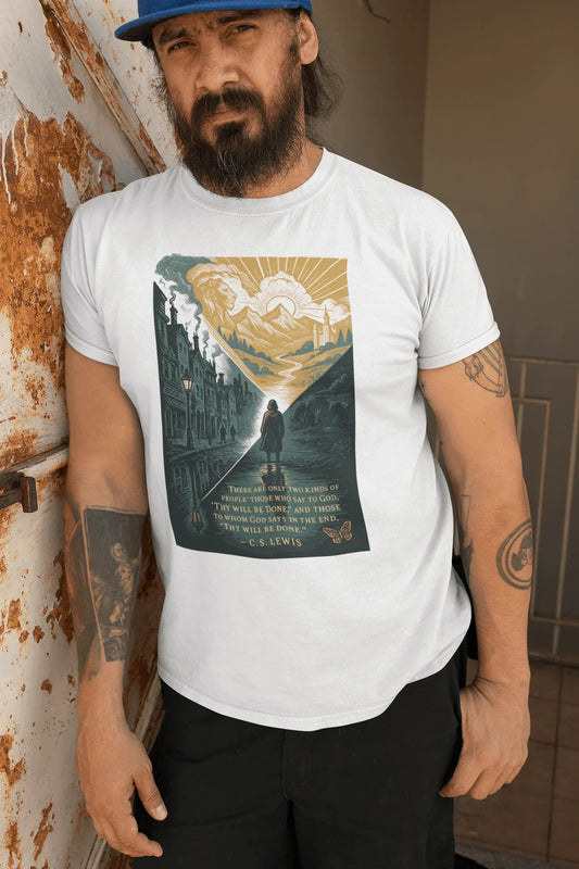Grey Town and Golden Shore C.S. Lewis Christian Tee - Ctrl Alt Believe