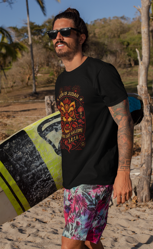 Spiritual Graphic Tee: Lion of Judah Design, Unisex T-Shirt for Faith Festivals, Everyday Wear, Unique Gift, Religious Apparel