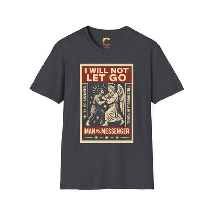 "I Will Not Let Go" Vintage Fight Poster T-Shirt – Jacob vs. The Angel (Genesis 32:26)