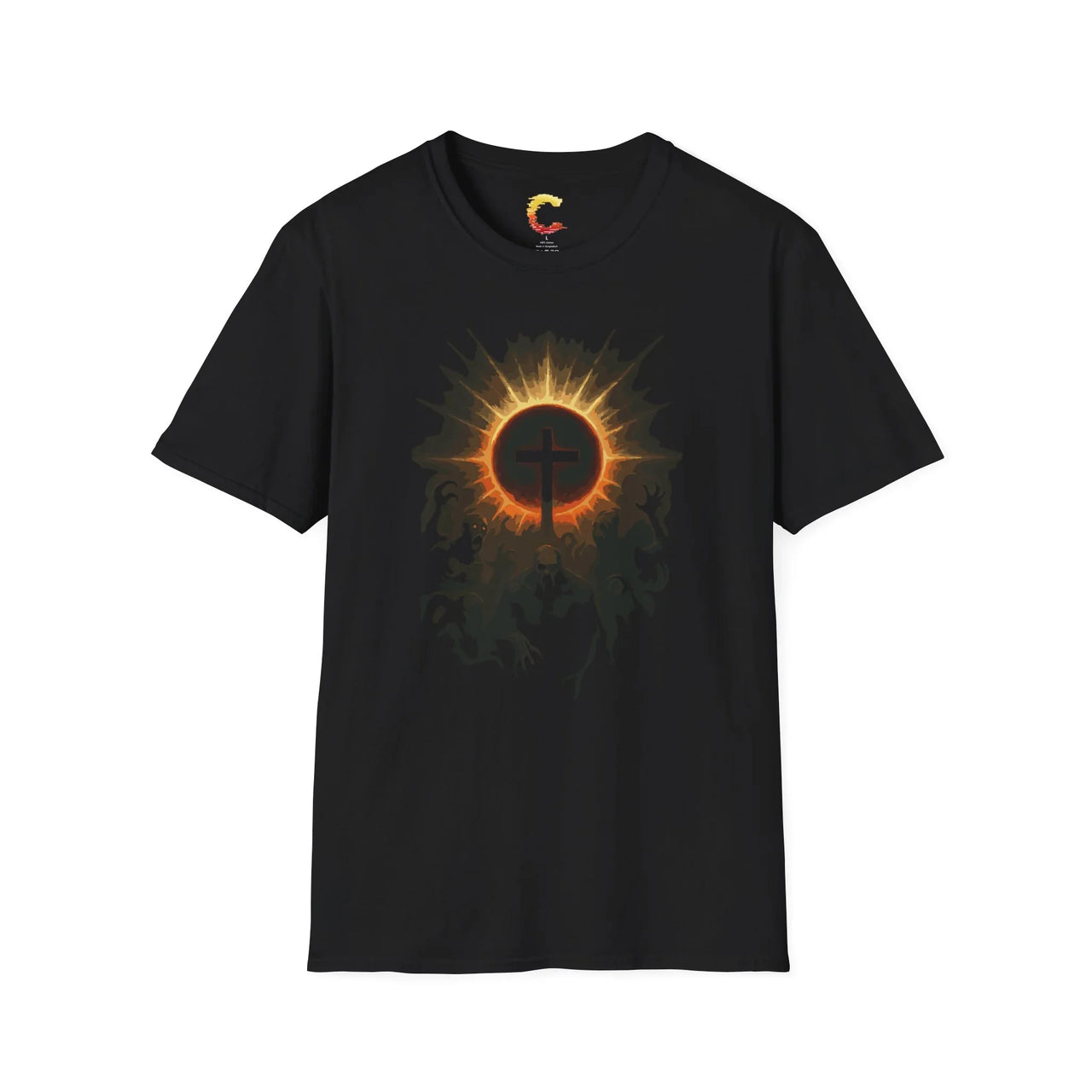 Finished Crucifixion Eclipse Christian Tee - Ctrl Alt Believe