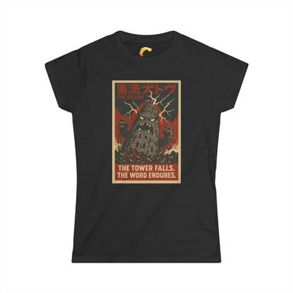 Fallen Tower Babel Women’s Kaiju Christian Graphic Tee - Ctrl Alt Believe