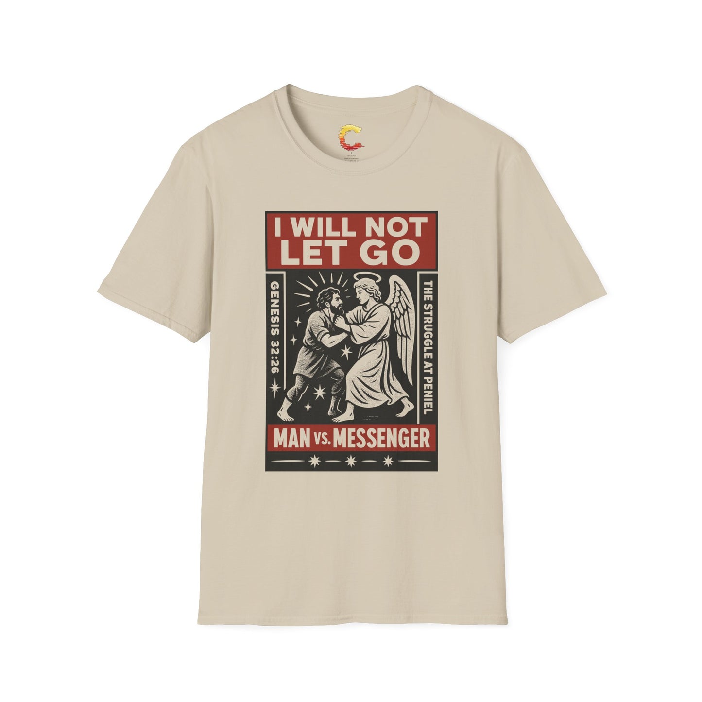 "I Will Not Let Go" Vintage Fight Poster T-Shirt – Jacob vs. The Angel (Genesis 32:26)