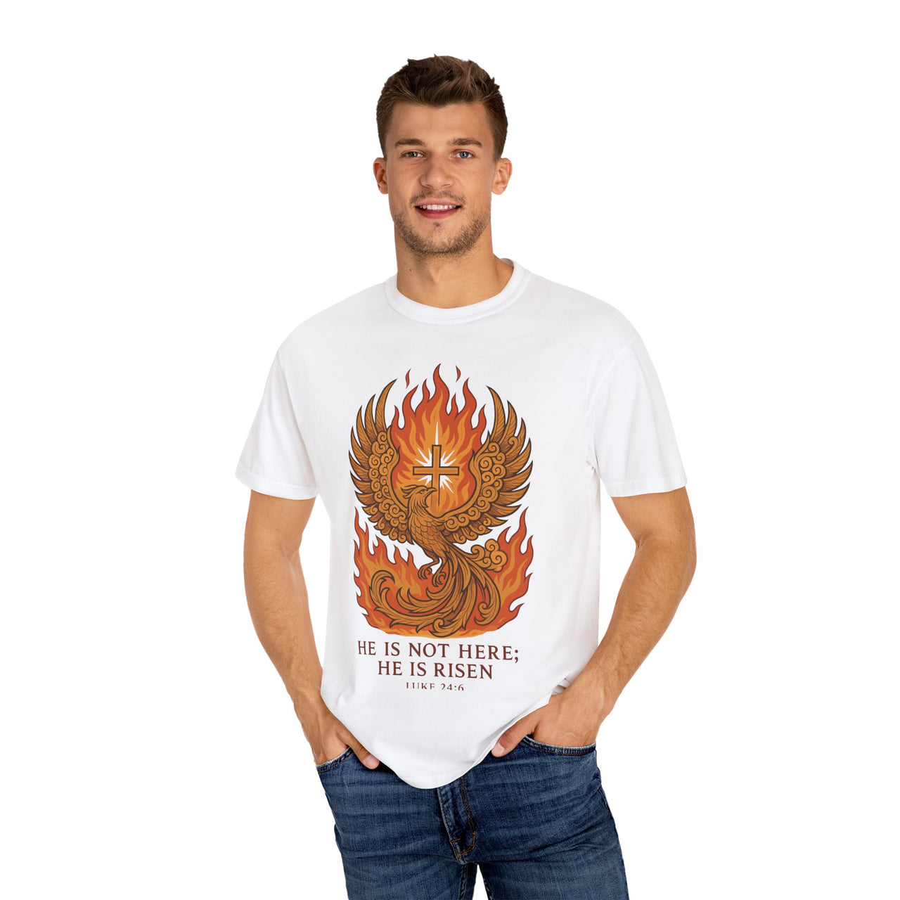 Phoenix Risen Jesus Christian Easter Inspirational Faith Graphic Tee Shirt