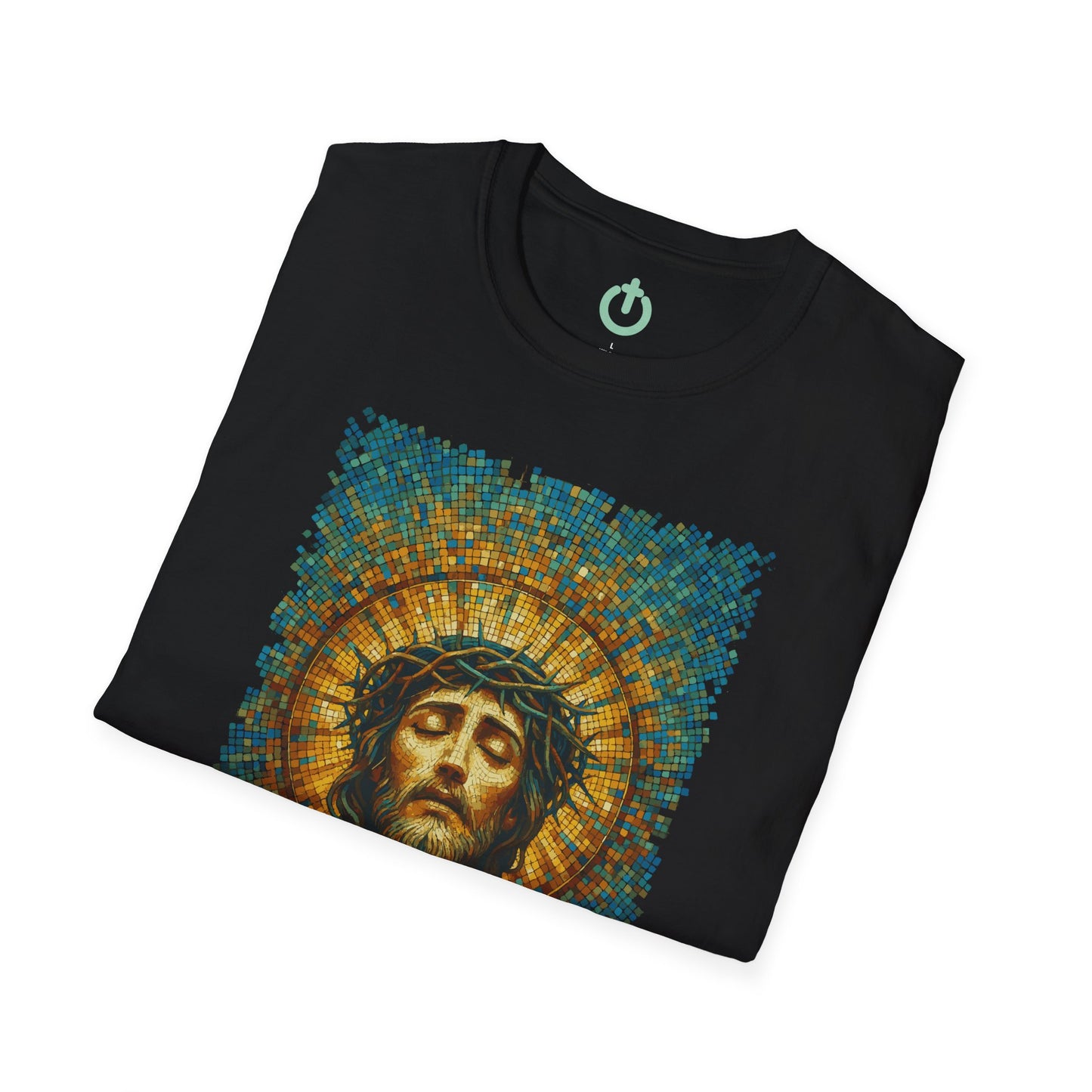 Jesus Mosaic Christian Art T-Shirt – Inspired by Ancient Tile Designs