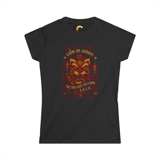 Lion of Judah Women's Softstyle Tee, Spiritual T-Shirt, Faith-Based Apparel, Unique Gift, Christian Clothing