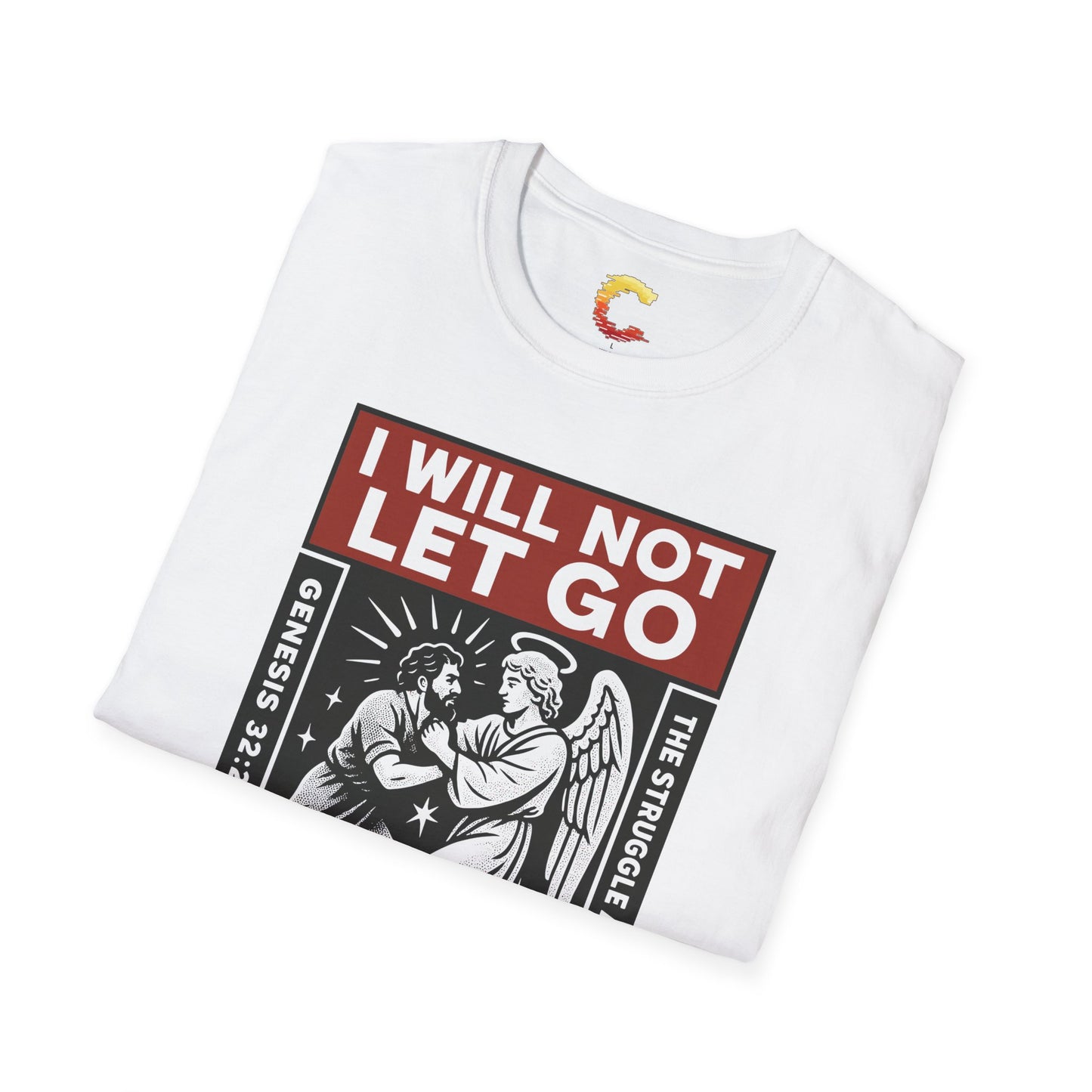 "I Will Not Let Go" Vintage Fight Poster T-Shirt – Jacob vs. The Angel (Genesis 32:26)