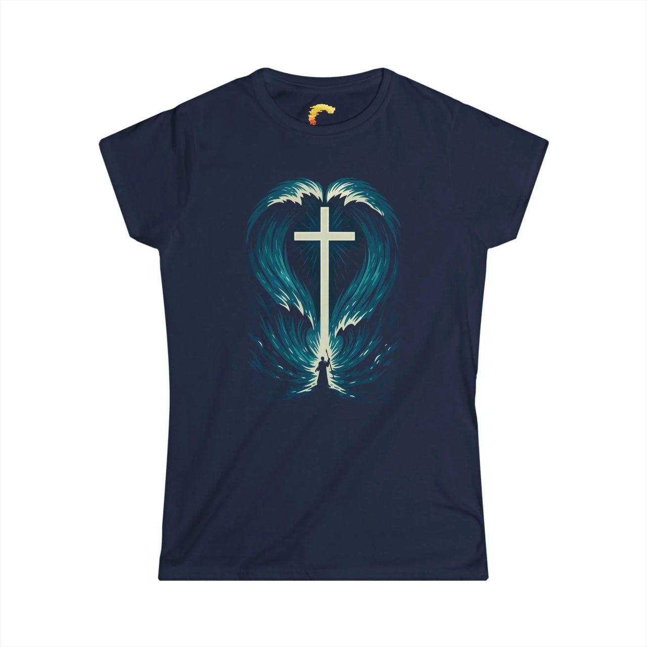 Cross in the Waves Christian Women's Graphic T-Shirt - Ctrl Alt Believe