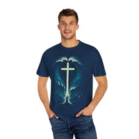 Cross in the Waves Christian Graphic T-Shirt — Faith-Inspired Spiritual Apparel Tee