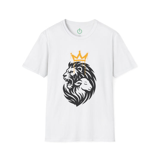 Lion & Lamb: Tribal Crown Christian T-Shirt – Dual Nature of Christ Design