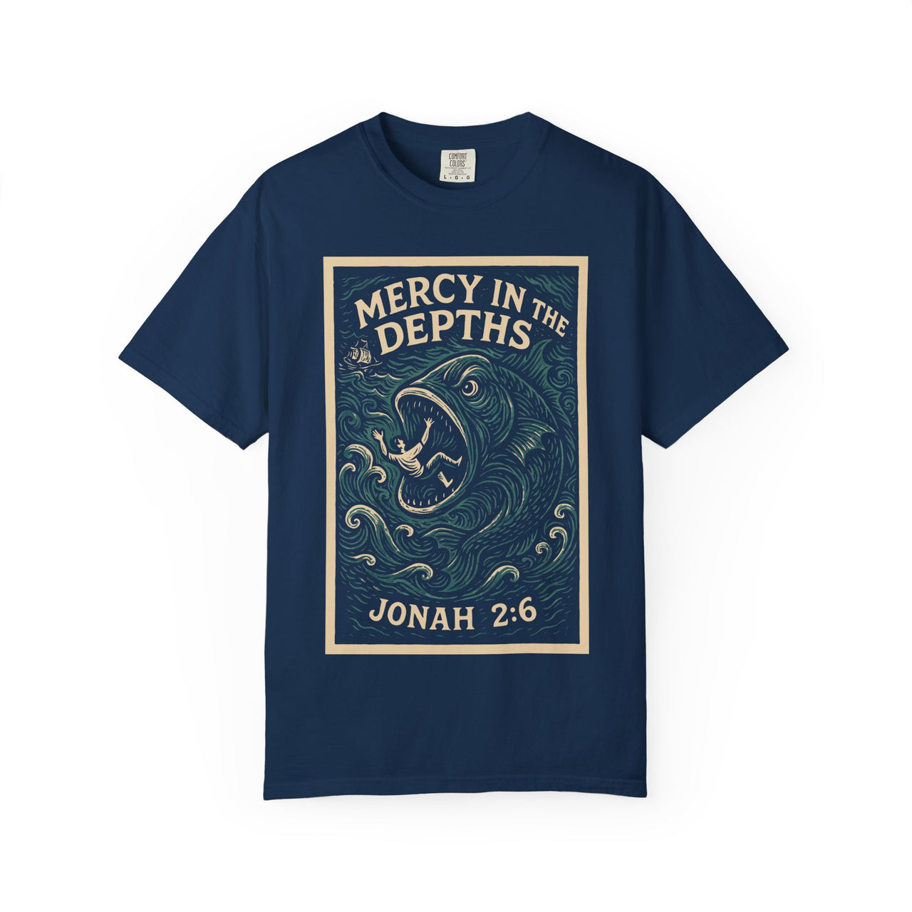 Mercy in the Depths Jonah 2:6 Christian Graphic Tee
