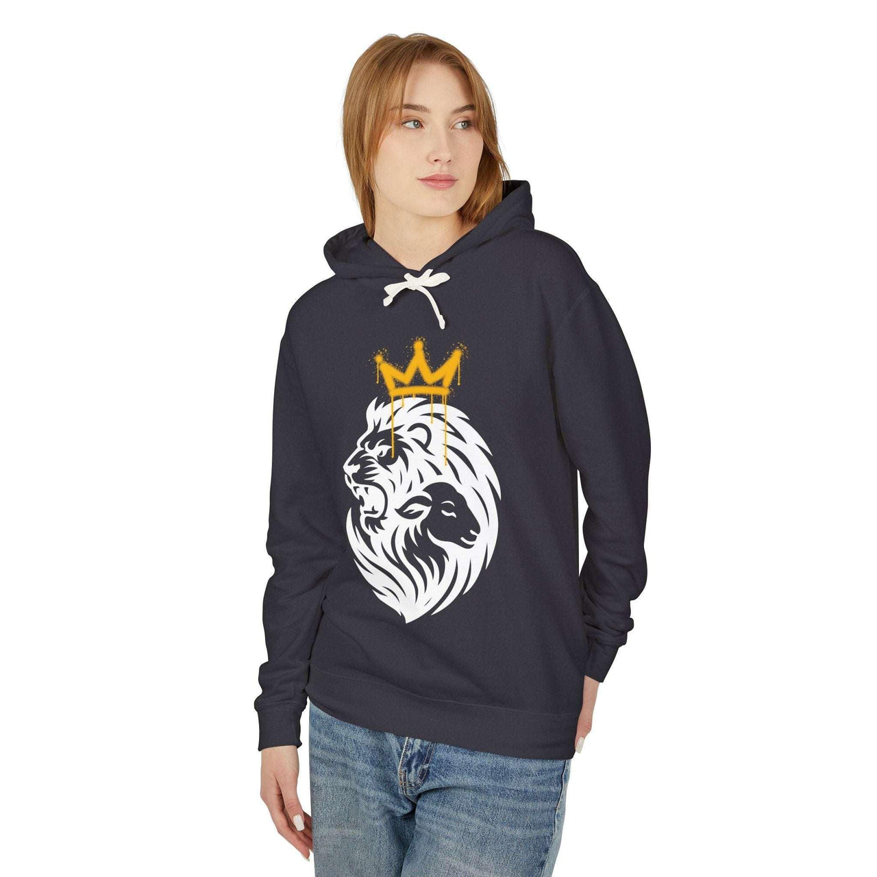 Lion and Lamb Tribal Crown Lightweight Christian Hoodie
