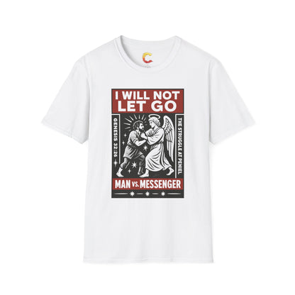 "I Will Not Let Go" Vintage Fight Poster T-Shirt – Jacob vs. The Angel (Genesis 32:26)