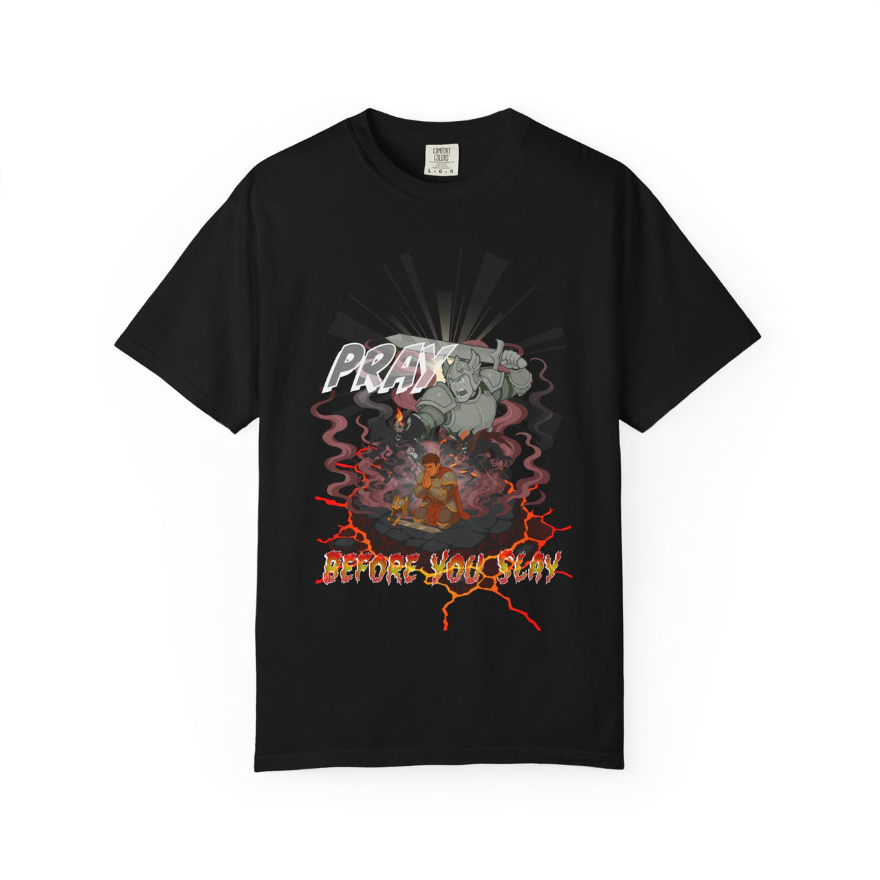Pray Before You Slay - Cel-Shaded Warrior Christian Gamer T-Shirt