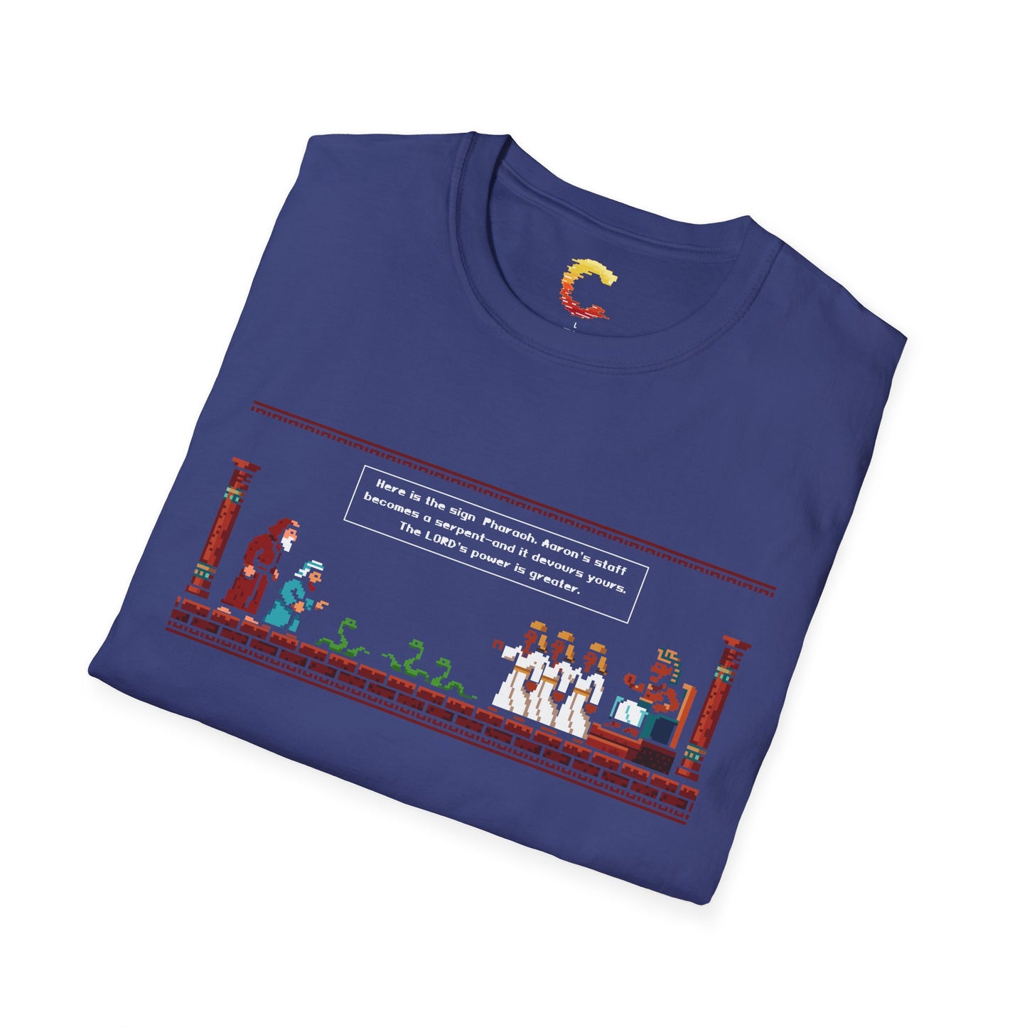 Serpent Showdown – Exodus 7:10-12 Retro Gaming Graphic Tee