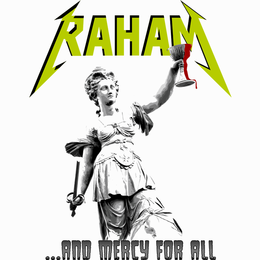 RAHAM “And Mercy For All” Christian Metal Tee – Lady Justice Mercy-Inspired Streetwear Shirt