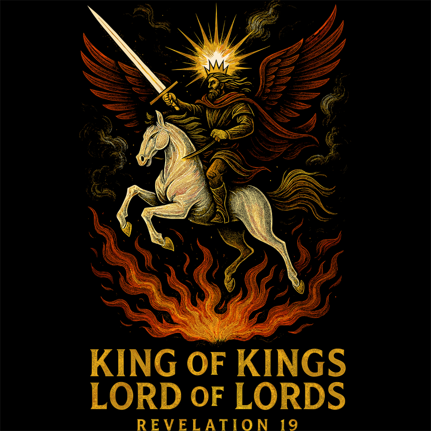 King of Kings Rider Revelation 19 Christian Tee and T-Shirt Faith Apparel