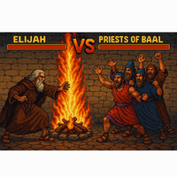Elijah vs Baal 8-Bit Retro Christian Fight T-Shirt