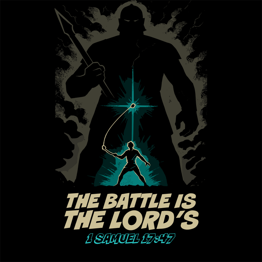 Battle is the Lord’s David and Goliath Christian Tee