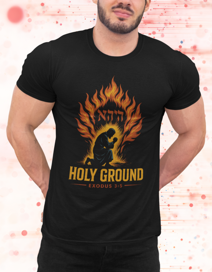 Holy Ground Exodus 3:5 Burning Bush Christian Tee
