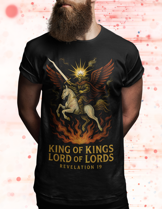 King of Kings Rider Revelation 19 Christian Tee and T-Shirt Faith Apparel