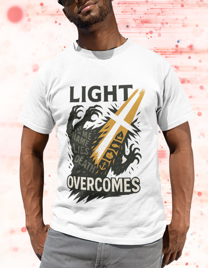 Light Overcomes Christian Faith Graphic T-Shirt