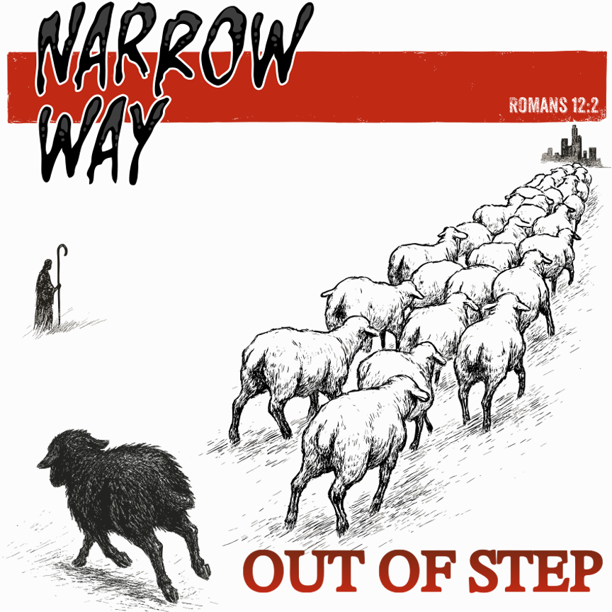 Out of Step Christian T-Shirt – Black Sheep Running Against the Crowd | Punk-Style Faith Tee