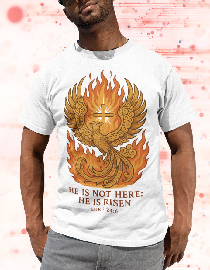Phoenix Risen Jesus Christian Easter Inspirational Faith Graphic Tee Shirt