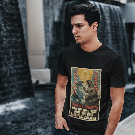 Leviathan vs Behemoth Kaiju Christian Graphic Tee - Ctrl Alt Believe